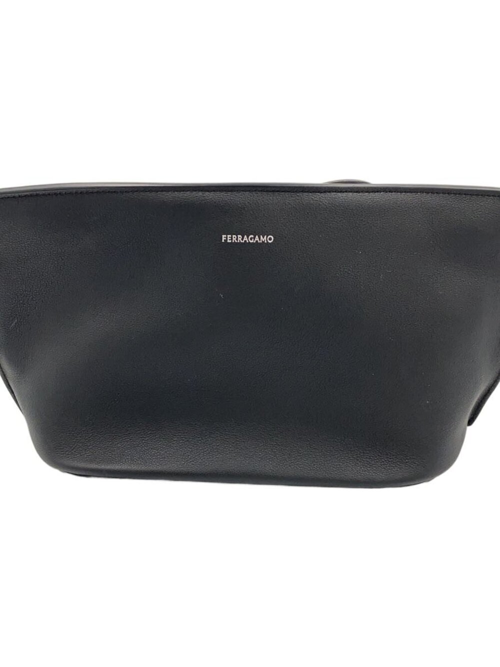 Salvatore Ferragamo black leather Ferragamo cosmetic pouch handbag